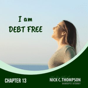 Bankruptcy and credit - an image of a woman stating I am Debt Free.